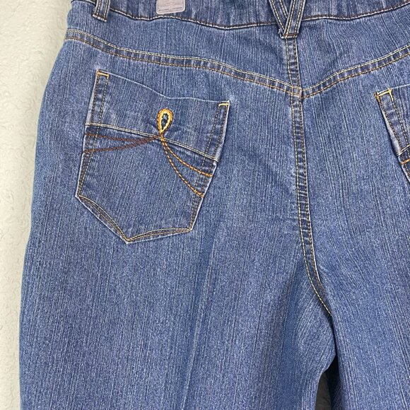 Kim Rogers Women’s Capri Jeans Size 12 Blue Denim Medium Wash Embroidered Pocket - Picture 6 of 14